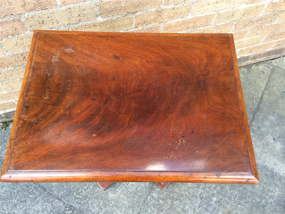 A VICTORIAN MAHOGANY WORK TABLE the rectangular top lifting to reveal part fitted interior, on - Image 2 of 4