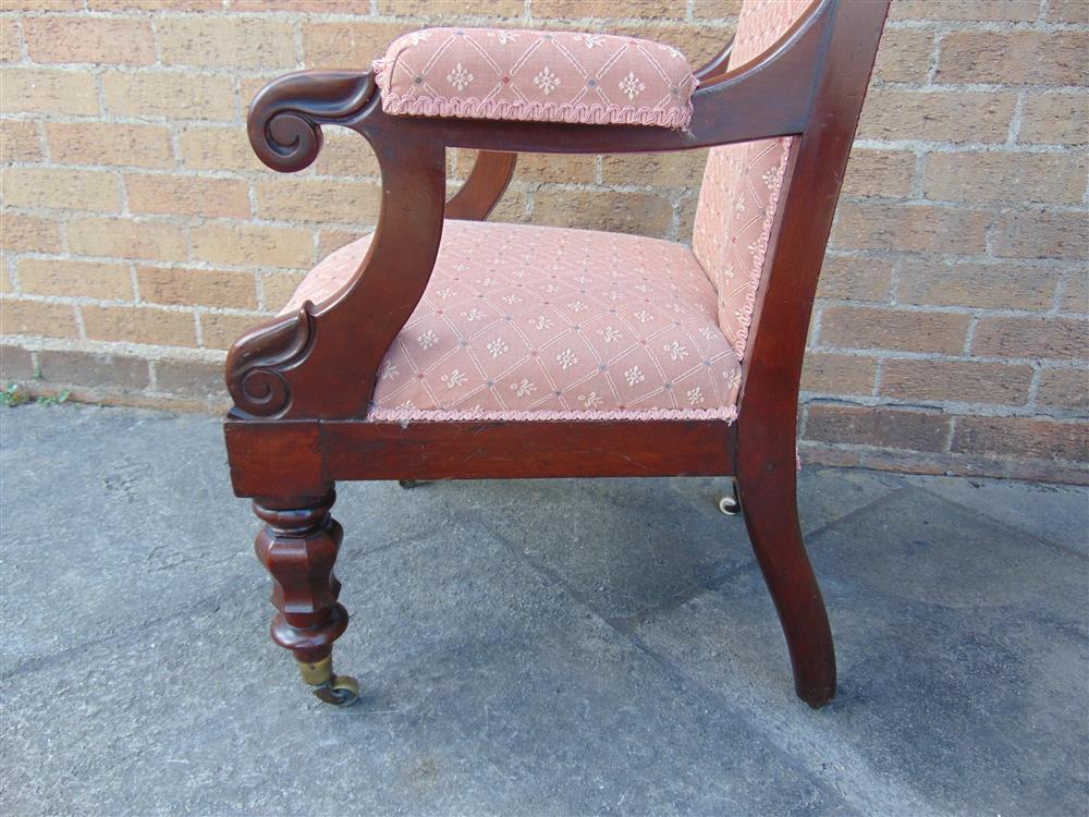 A WILLIAM IV CARVED MAHOGANY FRAMED ARMCHAIR 112cm high 56cm wide 57cm deep - Image 2 of 3
