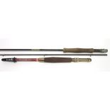 A CANADIAN DIAMOND 7' TELESCOPIC FISHING ROD together with a Shakespeare Oracle two piece fly rod,