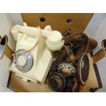 A G.P.O. TYPE 332 TELEPHONE ivory (body discolored); and a stick telephone (latter in parts), (2).