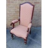 A WILLIAM IV CARVED MAHOGANY FRAMED ARMCHAIR 112cm high 56cm wide 57cm deep