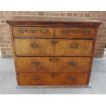 AN EARLY 18TH CENTURY WALNUT CHEST  of two short and three long drawers, formerly the top half of