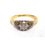 A DIAMOND SINGLE STONE RING  the brilliant cut approximately 0.53cts calculated, between stepped