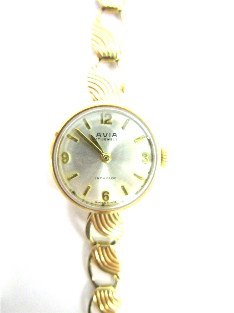 AVIA, A LADY'S 9 CARAT GOLD BRACELET WATCH Edinburgh 1963, the circular dial with gilt batons, - Image 2 of 3