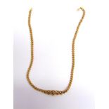 A 9CT GOLD CHAIN OR COLLAR of fancy graduated links, 43cm long, 5.9g gross