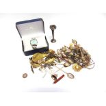 A QUANTITY OF COSTUME JEWELLERY some watches and other items