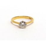 DIAMOND SINGLE STONE 19 CARAT GOLD RING the brilliant cut of approximately 0.5 carats, finger size