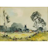 GEORGE RICHARD DEAKINS (BRITISH, 1911-82) Rural Landscape with Church; and Rural Landscape with