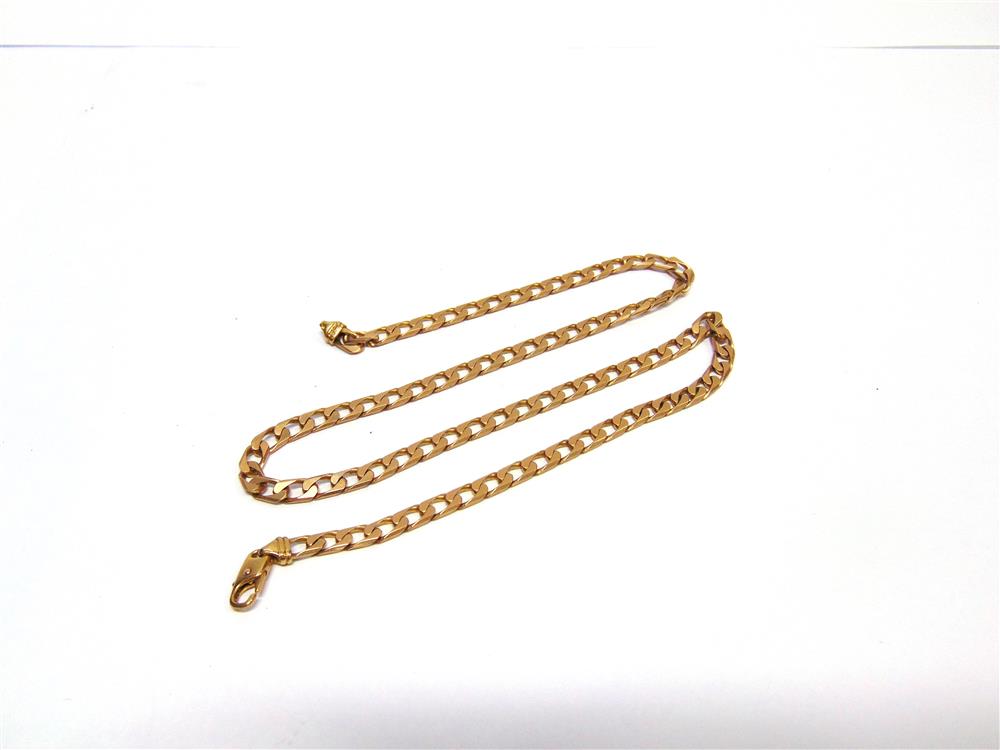 A 9 CARAT GOLD CHAIN of filed curb links, 53.5cm long, 29g gross