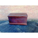 A PINE BLANKET BOX,  91cm long 46cm deep 50cm high (including metal casters)