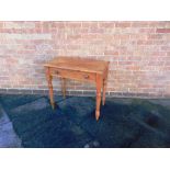 A PINE SIDE TABLE ON TURNED SUPPORTS,  fitted with single drawer, 80cm wide 45cm deep 71cm high