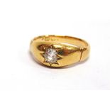 A SINGLE STONE DIAMOND 18 CARAT GOLD RING Birmingham 1899, the old brilliant cut of approximately