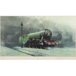 DAVID SHEPHERD (BRITISH, B.1931) 'Scotsman '34' [L.N.E.R. Class A3 'Flying Scotsman' on Shed],