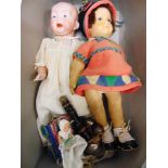 A BISQUE SOCKET-HEAD 'KAISER BABY' STYLE DOLL probably German, with painted hair and facial