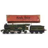 [O GAUGE]. A HORNBY NO.3, G.W.R. 4-4-2 TENDER LOCOMOTIVE 'CAERPHILLY CASTLE', 4073 with 'GWR' button