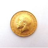 GREAT BRITAIN - GEORGE V, HALF SOVEREIGN, 1913 'B.M.' on truncation, 'B.P.' in exergue.