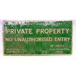 A SOMERSET RIVER AUTHORITY CAST ALUMINIUM SIGN 'The Somerset River Authority / Private Property / No