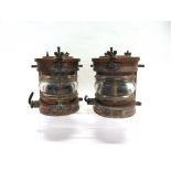 NAUTICALIA - A PAIR OF COPPER SHIP'S LIGHTS both dated 1940 and with brass fittings, one with