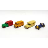 FOUR DINKY DIECAST MODEL VEHICLES circa 1950s, comprising a No.470, Austin Van 'Shell / B.P.', green