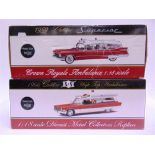 TWO PRECISION MINIATURES 1/18 SCALE MODEL AMBULANCES comprising a 1959 Cadillac Superior, and 1966