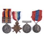 A BOER WAR, GREAT WAR & LATER GROUP OF FOUR MEDALS TO PRIVATE F.A. HARBER, DORSETSHIRE REGIMENT