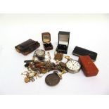 A COLLECTION JEWELLERY some cased and a pocket watch