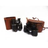 GREAT WAR - A PAIR OF BRITISH BINOCULARS, DATED 1915 inscribed 'T. Wallace'; together with a pair of