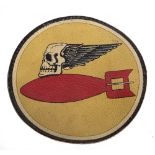 SECOND WORLD WAR AVIATION - AN ORIGINAL AMERICAN A2 JACKET CIRCULAR PAINTED LEATHER UNIT PATCH