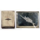 SECOND WORLD WAR AVIATION - A FINE NIELLO AND WHITE METAL CIGARETTE CASE  decorated with the R.A.