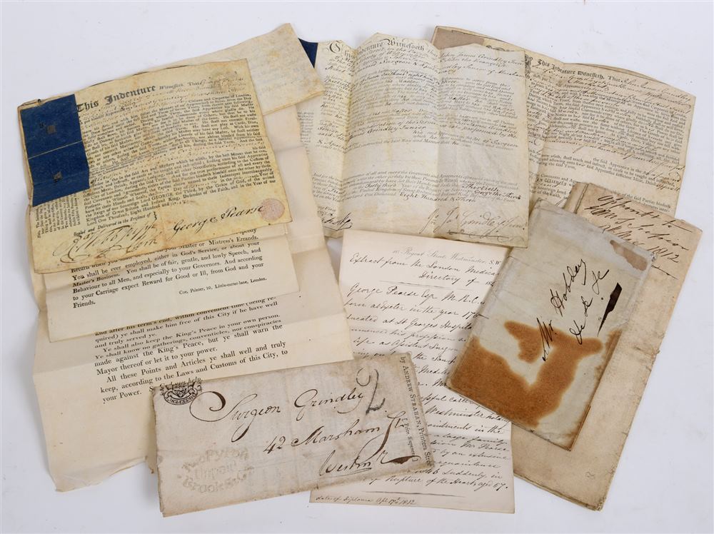 18TH CENTURY - JOHN JAMES BRINDLEY - A COLLECTION OF NAVAL SURGEON'S PAPERS including a Freedom of