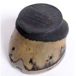 GREAT WAR - AN EMOTIVE MOUNTED 'WAR HORSE' HOOF INKWELL the lid inscribed 'BESS KILLED IN ACTION