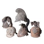 19TH CENTURY - A UNIQUE COLLECTION OF SEVEN INFANTRY AND CAVALRY HELMETS FROM THE STORES OF THE