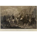 19TH CENTURY - A LARGE VIENNESE PRINT OF 'THE COSSACKS CROSSING THE URALS JULY 1799'  94cm wide.