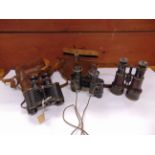 GREAT WAR - A PAIR OF IMPERIAL GERMAN FIELD BINOCULARS together with a pair of Second World War