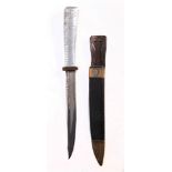 SECOND WORLD WAR - A RARE AND EMOTIVE GERMAN HAND-MADE PERSONALISED BATTLEFIELD KNIFE  the blade