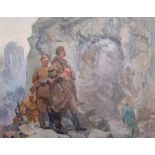 RUSSIA - YURI NICHOLARVICH YATCHENKO (B.1928) - SOVIET TROOPS IN DRESDEN  oil on board, signed lower