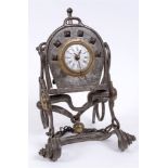 19TH CENTURY - A RARE FRANCO-PRUSSIAN WAR STE. ETIENNE ARMOURY MADE 'TRENCH ART' MANTLE CLOCK  the