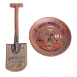 SECOND WORLD WAR - A HITLER JUGEND CARVED AND PAINTED WOODEN MODEL OF A SPADE  inscribed '