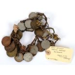 SECOND WORLD WAR - A RARE ROMANIAN GYPSY OR WARTIME REFUGEE COIN NECKLACE  comprising numerous coins