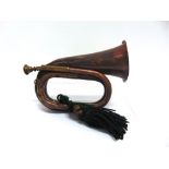 19TH CENTURY - LONDON RIFLE VOLUNTEER BRIGADE - A RARE COPPER AND BRASS BUGLE  stamped 'Henry Dick