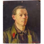 SECOND WORLD WAR - A SOLDIER'S PRISONER OF WAR CAMP PAINTED STUDY OF 'KRIEGSGEFANGENER BEGON,