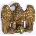 19TH CENTURY - A FRENCH GILT BRASS IMPERIAL EAGLE FLAG OR BANNER STANDARD.