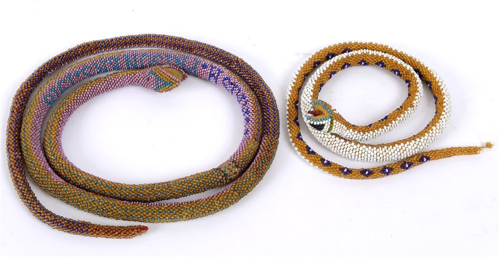 GREAT WAR - AN OTTOMAN PRISONER OF WAR BEADWORK SNAKE  of typical type and construction inscribed '