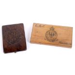 SECOND WORLD WAR AVIATION - 113 BOMBER SQUADRON - AN R.A.F. MAHOGANY AND BRASS CIGARETTE CASE