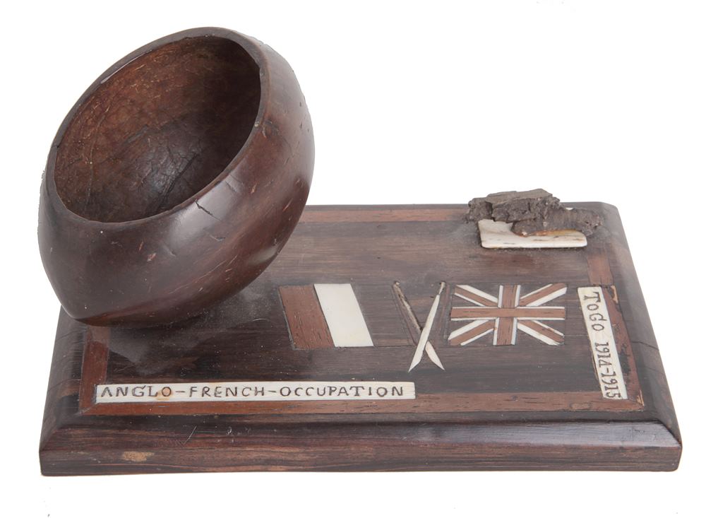 GREAT WAR  - A RARE COLONIAL WEST AFRICAN TOGOLAND  'TRENCH ART' DESK STAND  the rectangular base