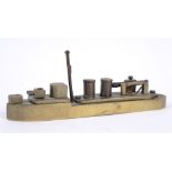 GREAT WAR - A  FINE SOLID BRASS SHIP'S WORKSHOP MADE 'TRENCH ART' TABLE LIGHTER  in the form of a