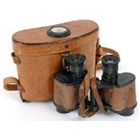 SECOND WORLD WAR - A PAIR OF U.S.N. 6 X 30 BINOCULARS  in their leather compass top case