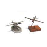 SECOND WORLD WAR AVIATION - A CAST ALUMINIUM MODEL OF A MOSQUITO DH.98 AIRCRAFT together with a