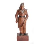 SECOND WORLD WAR - A GERMAN PRISONER OF WAR CARVED WOODEN FIGURE OF FIELD MARSHAL BERNARD LAW