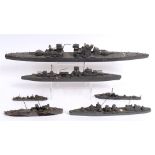 SECOND WORLD WAR - SIX BRITISH SAILOR SCRATCH-BUILT MODELS  including 'H.M.S. Ajax', 'H.M.S.